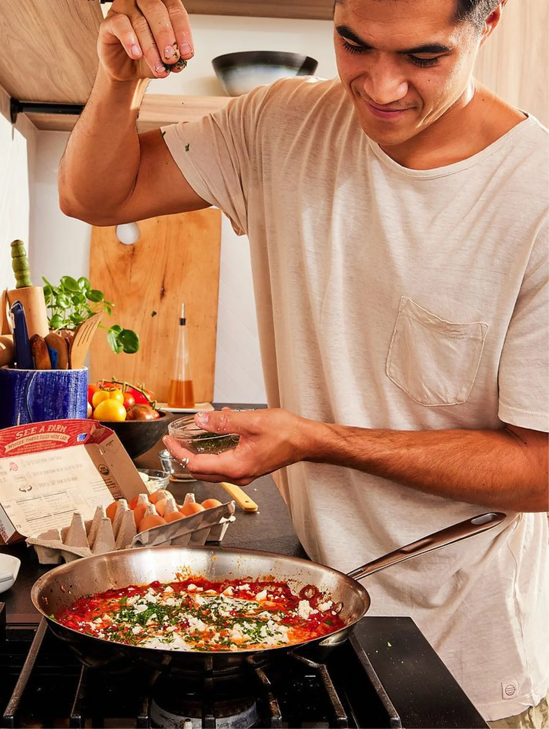 A man at home, settled into a new daily routine